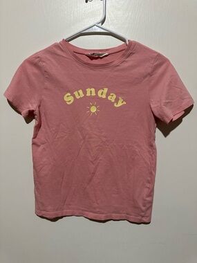 H&M Pink Tee with Yellow 'Sunday' Sun Graphic